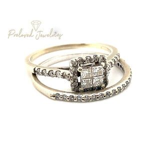 14k WG Diamond Engagement Ring & Band